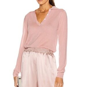 SABLYN Lexi Cashmere Polo Top in pink size L